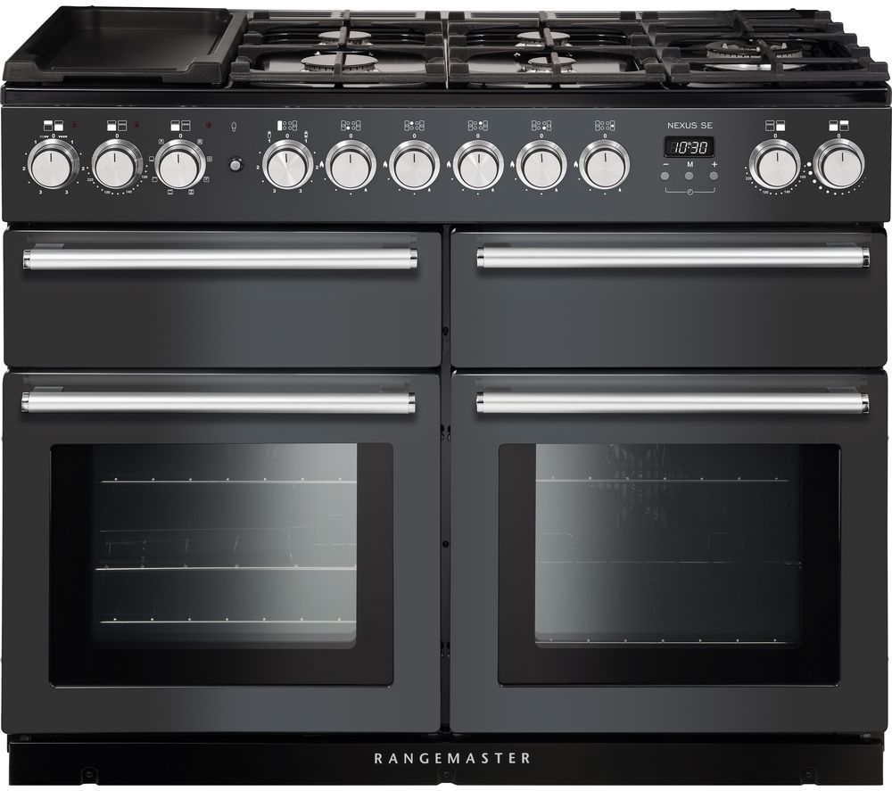 Rangemaster Nexus SE NEXSE110DFFSL/C 110 cm Dual Fuel Range Cooker - Slate & Chrome, Red