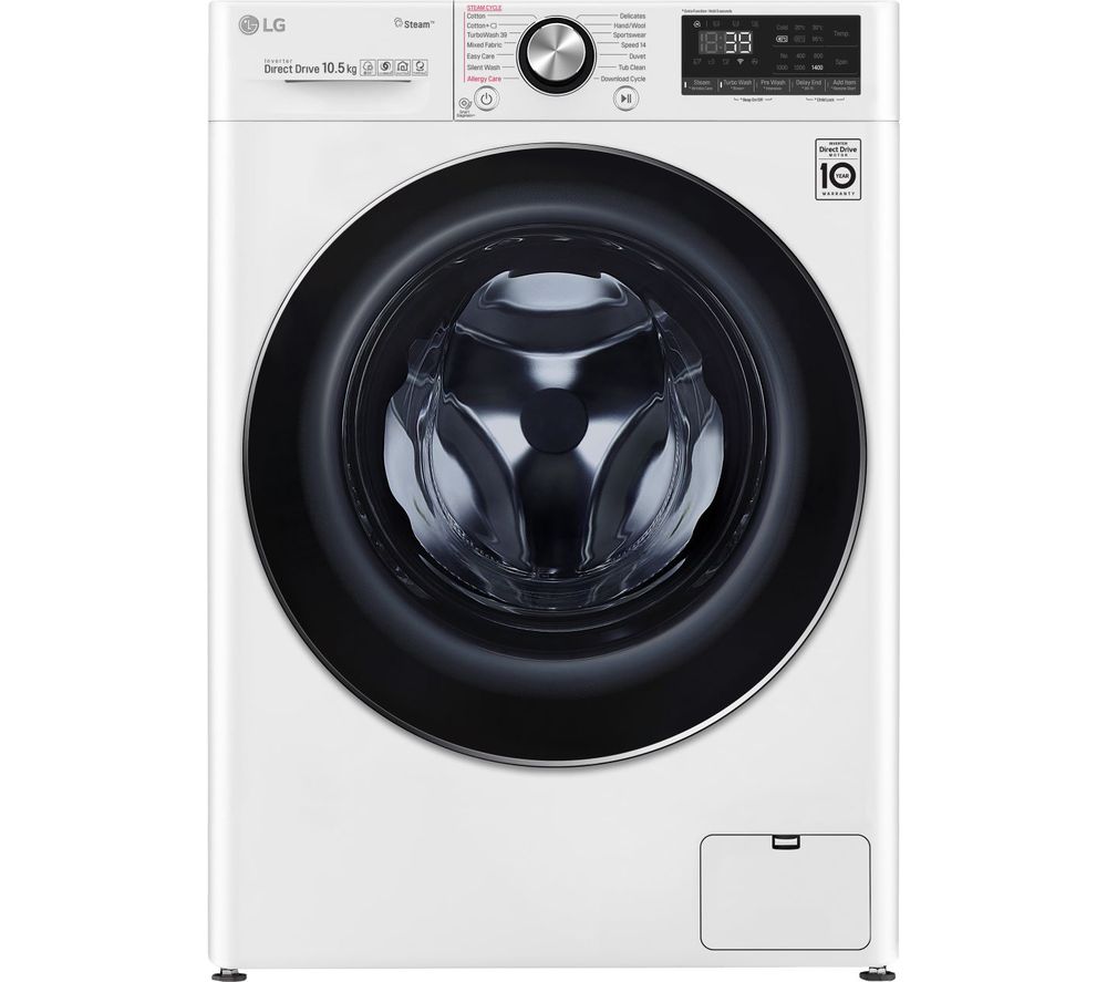 LG TurboWash 360 with AI DD V9 F4V910WTS WiFi-enabled 10.5 kg 1400 Spin Washing Machine - White, White