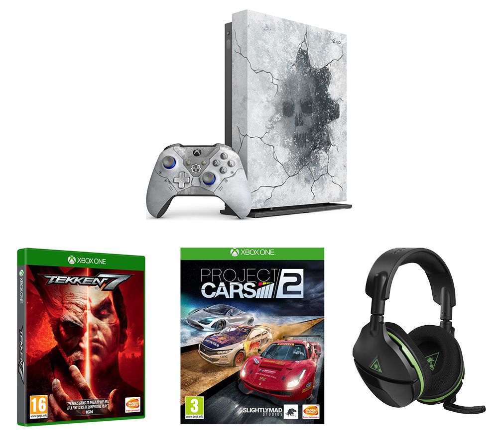 Microsoft Limited Edition Gears 5 Xbox One X, Tekken 7, Project Cars 2 & Stealth 600 Wireless Gaming Headset Bundle, Crimson