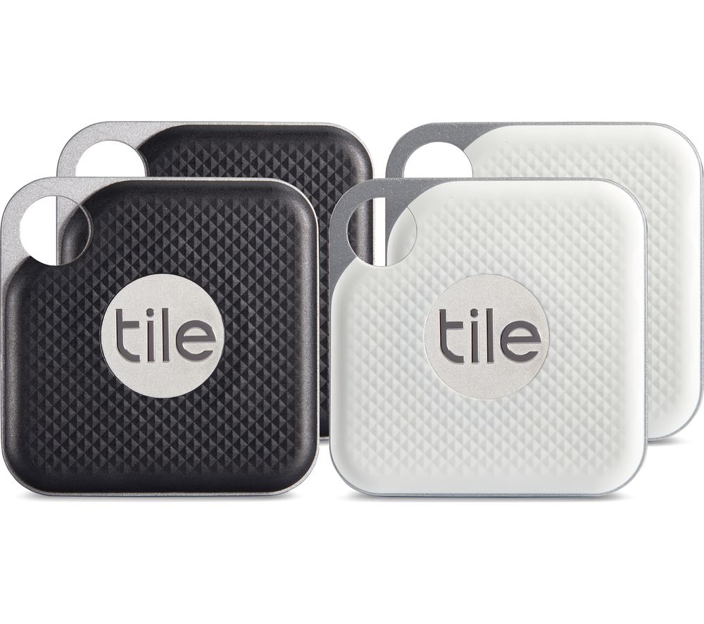 TILE Pro Bluetooth Tracker - Black & White, Pack of 4, White