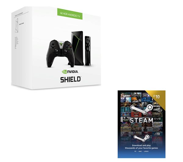 NVIDIA SHIELD 4K Media Streaming Device, Controller & £10 Steam Wallet Card Bundle - 16 GB