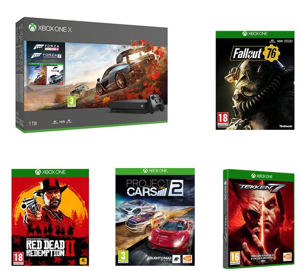 MICROSOFT Xbox One X, Fallout 76, Red Dead Redemption 2, Forza Horizon 4, Forza Motorsport 7, Project Cars 2 & Tekken 7 Bundle, Red