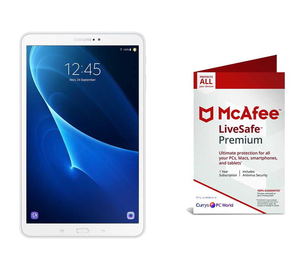 SAMSUNG Galaxy Tab A 10.1" Tablet & LiveSafe Premium 2019 Bundle, White