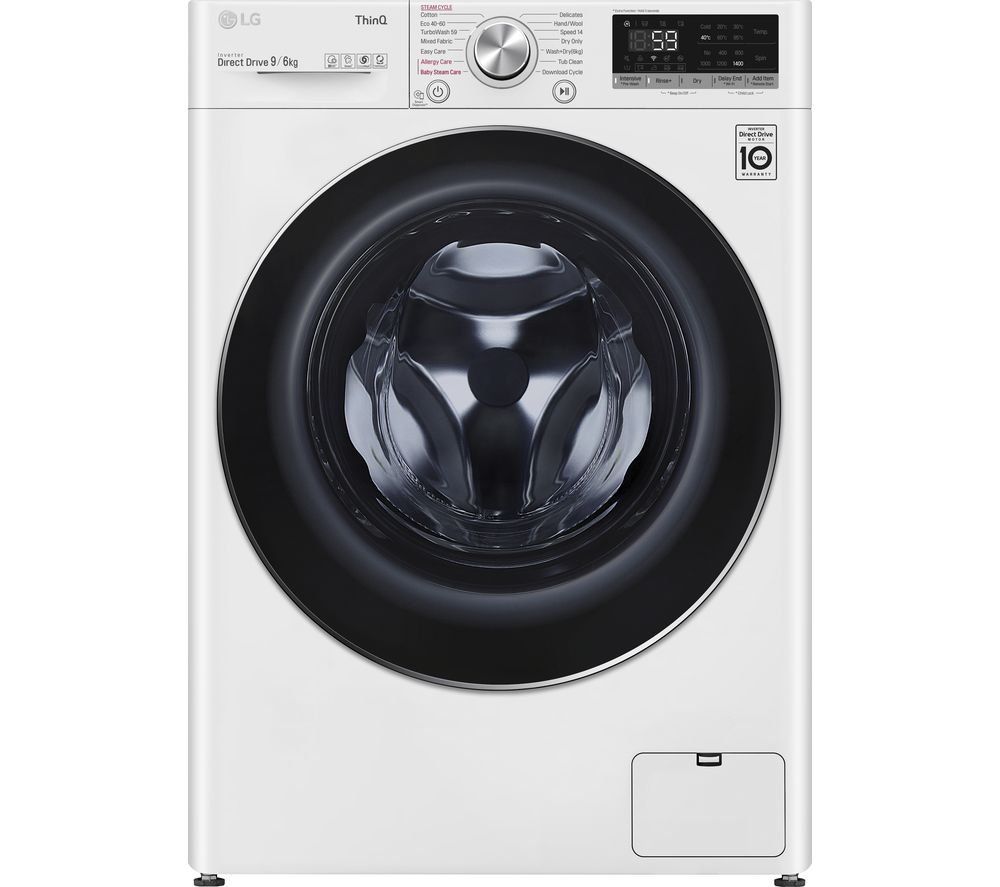 LG TurboWash with AI DD V7 FWV796WTSE WiFi-enabled 9 kg Washer Dryer - White, White