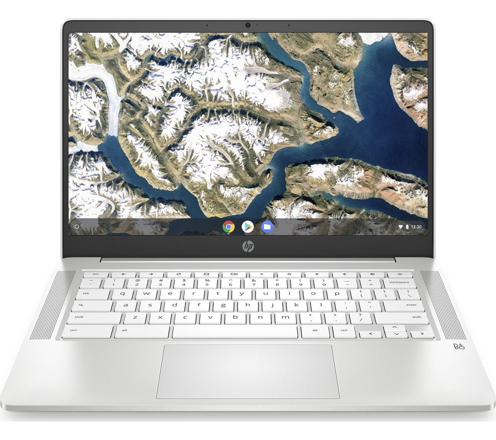HP 14a 14" Chromebook - Intel®Pentium Silver, 64 GB eMMC, White, Silver
