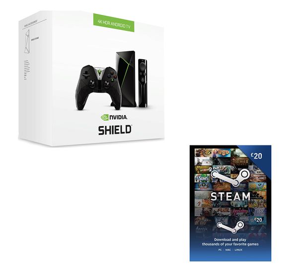 NVIDIA SHIELD 4K Media Streaming Device, Controller & £20 Steam Wallet Card Bundle - 16 GB