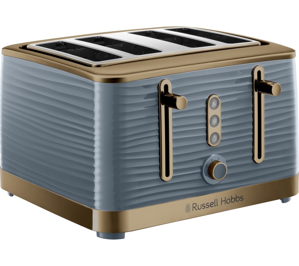 RUSSELL HOBBS Inspire Luxe 24387 4-Slice Toaster - Grey & Brass, Grey
