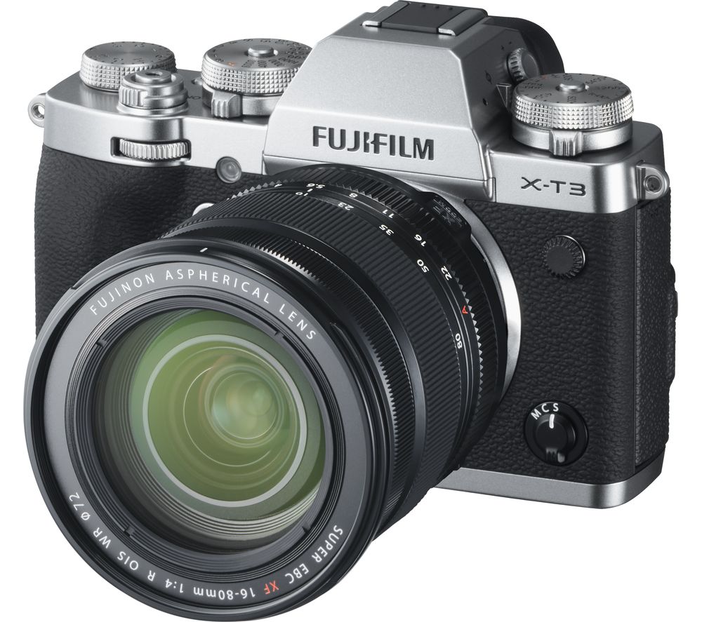 FUJIFILM X-T3 Mirrorless Camera with FUJINON XF 16-80 mm f/4 R OIS WR Lens - Silver, Silver