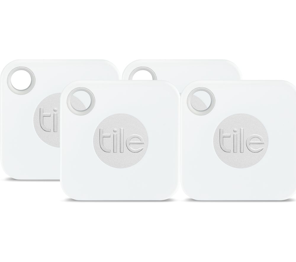 TILE Mate Bluetooth Tracker - White, Pack of 4, White