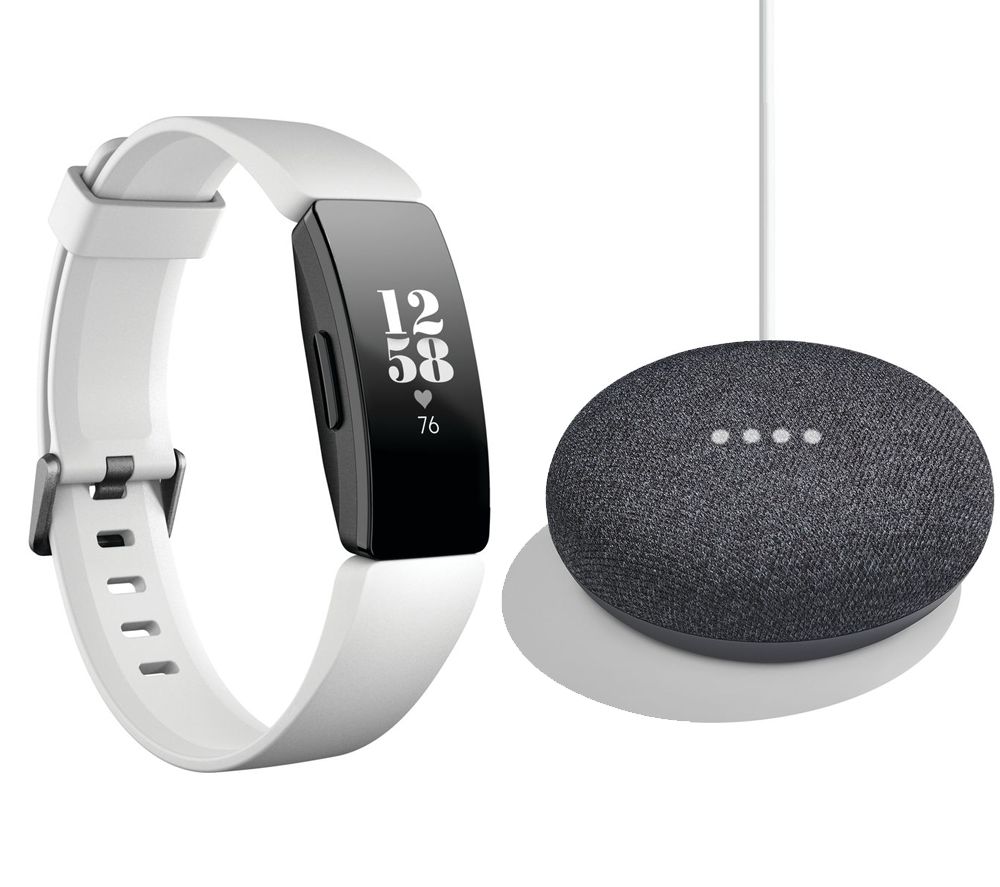 FITBIT Inspire HR Fitness Tracker & Home Mini Bundle - Charcoal, Charcoal
