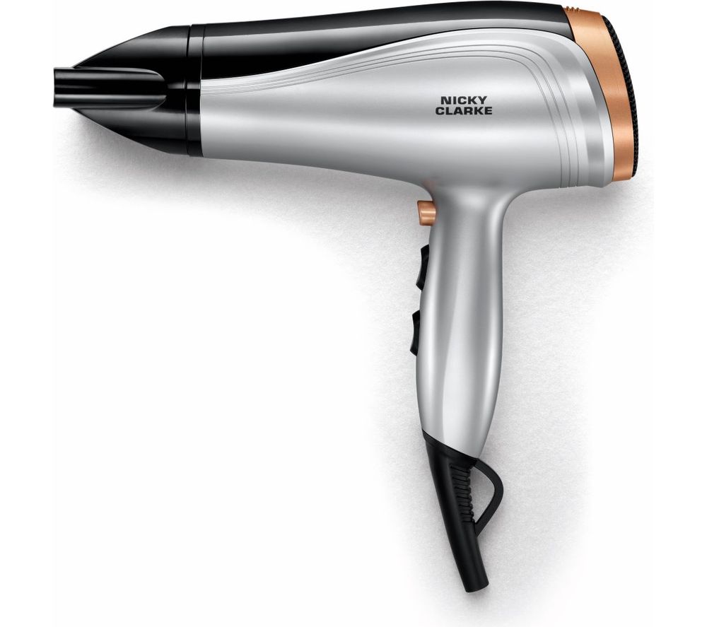 NICKY CLARKE Hair Therapy NHD190 Hair Dryer - Silver & Black, Silver