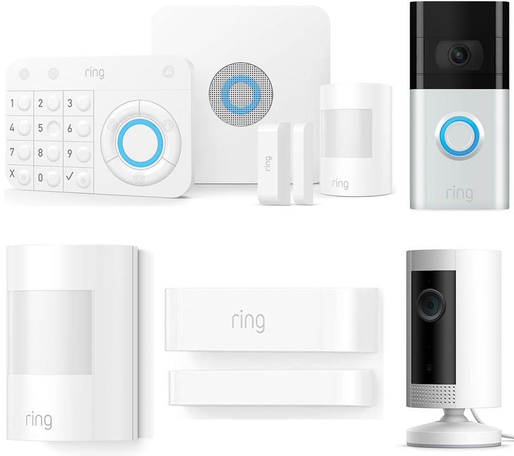 RING Alarm 5 Piece Security Kit, Contact Sensor, Video Doorbell 3, Indoor Cam Full HD 1080p WiFi Security Camera & Alarm Motion Detector Bundle