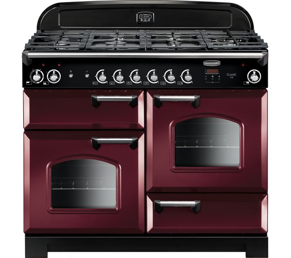 Rangemaster Classic CLA110DFFCY/C 110 cm Dual Fuel Range Cooker - Cranberry & Chrome, Cranberry