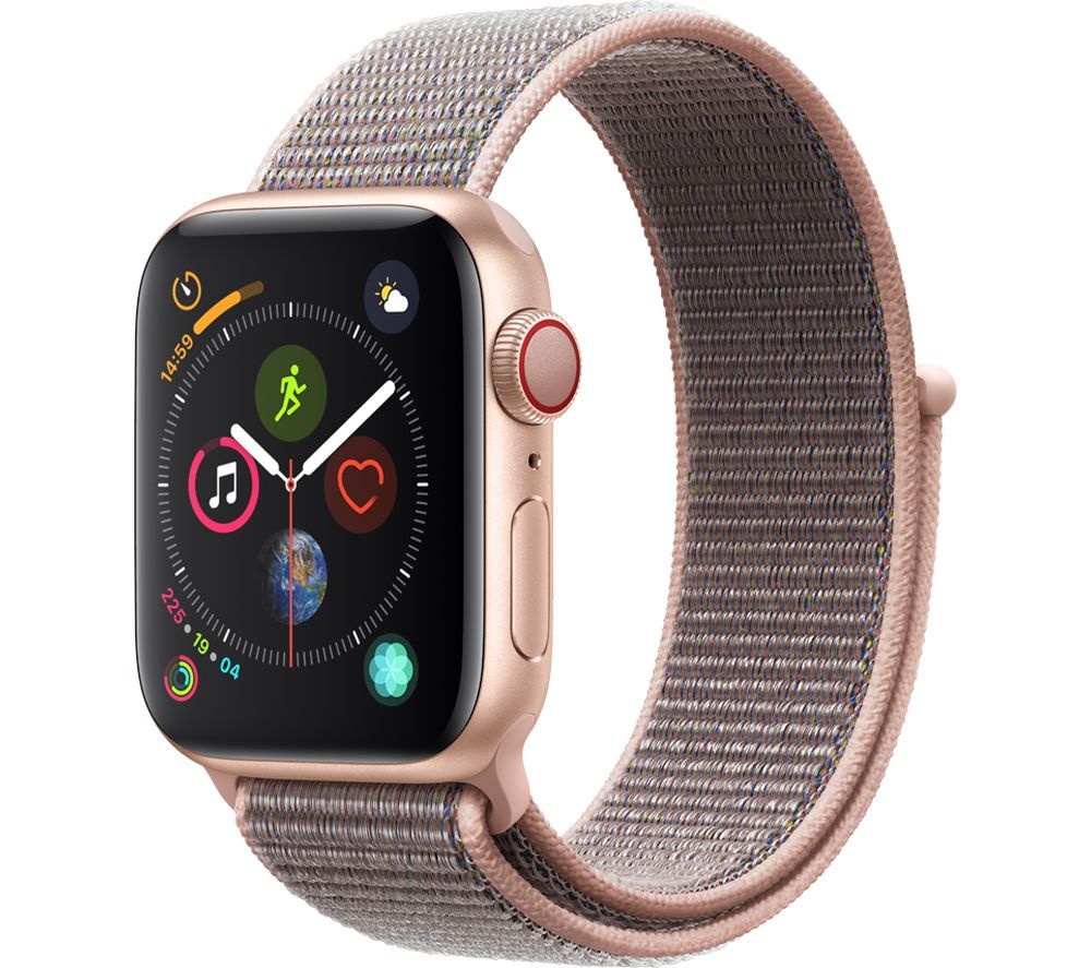 APPLE Watch Series 4 Cellular - Gold & Pink Sand Sports Band, 40 mm, Gold