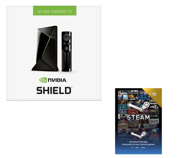 NVIDIA SHIELD 4K Media Streaming Device & £10 Steam Wallet Card Bundle - 16 GB