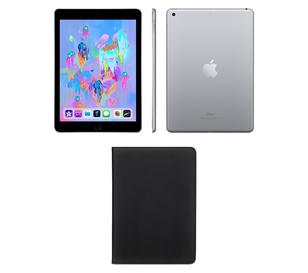 APPLE iPad Cellular 9.7" (2018) & Black Smart Cover Bundle - 128 GB, Space Grey, Black