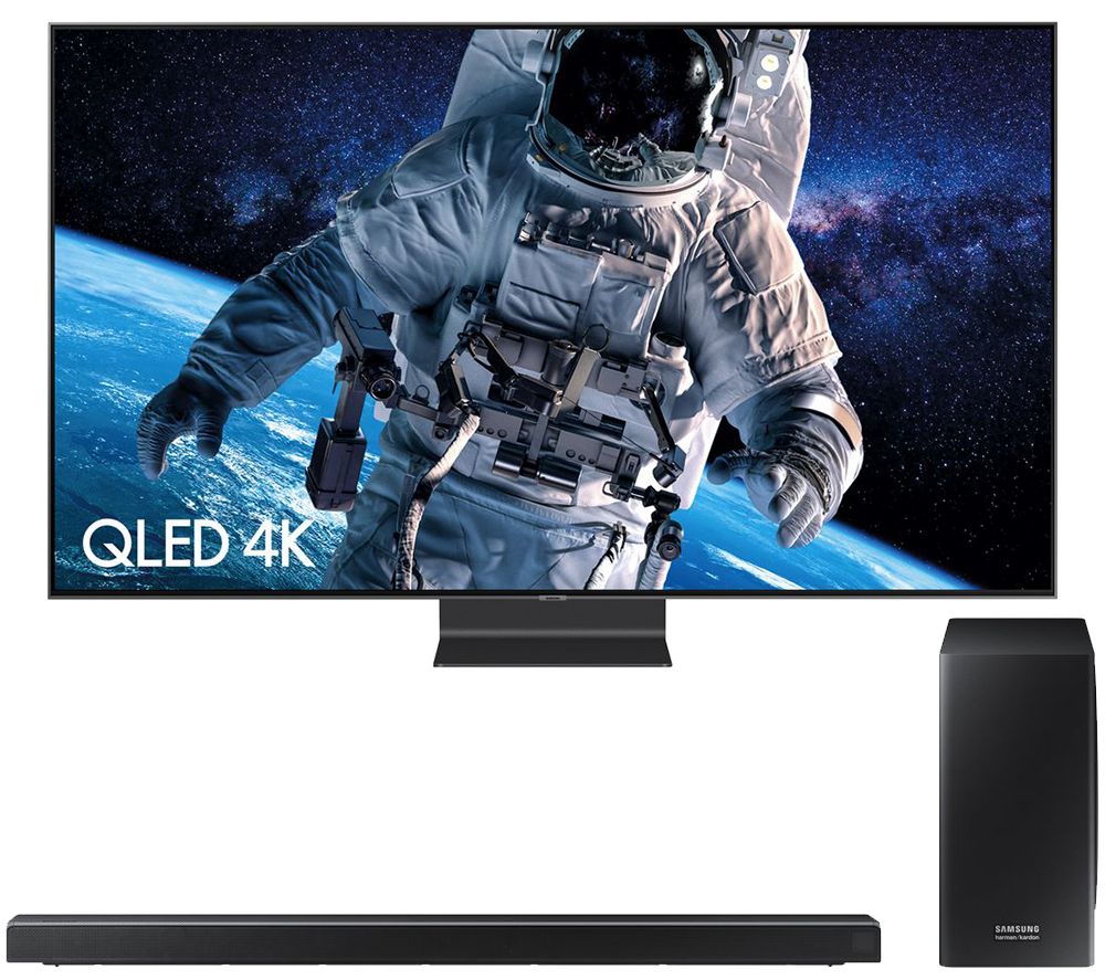 55” SAMSUNG QE55Q90RATXXU  Smart 4K Ultra HD HDR QLED TV & harman/kardon HW-Q70R 3.1.2 Wireless Sound Bar Bundle