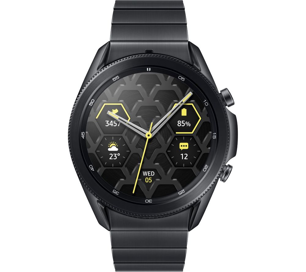 SAMSUNG Galaxy Watch3 Titanium - Mystic Black, 45 mm, Titanium