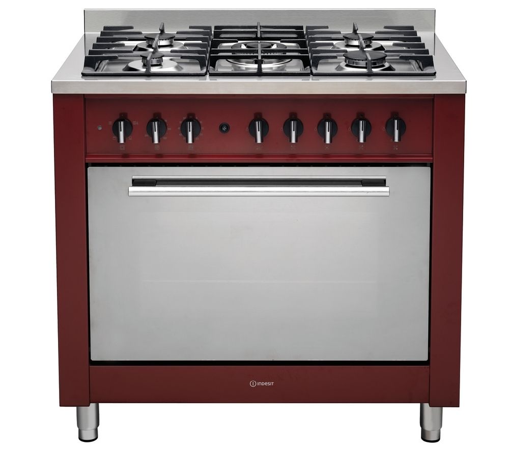 INDESIT KP9F11SRG Dual Fuel Range Cooker - Red, Red