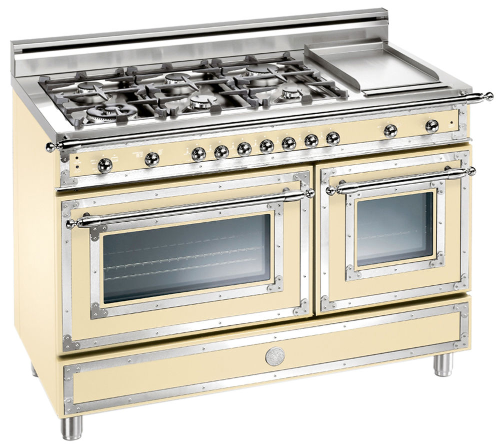 BERTAZZONI Heritage 122 H486GMFECR Dual Fuel Range Cooker - Matte Cream & Stainless Steel, Stainless Steel