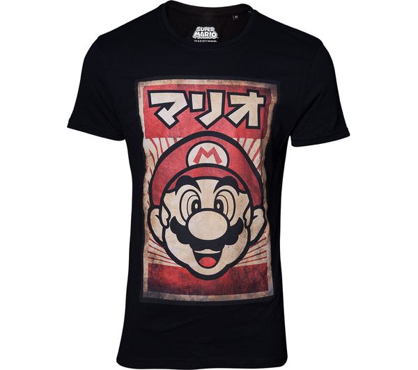 NINTENDO Propaganda Poster Mario T-Shirt - Large, Black, Black