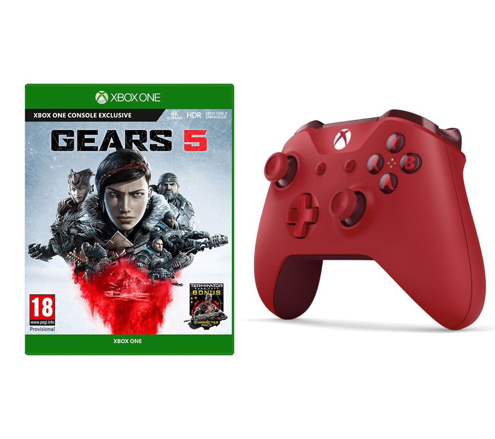 MICROSOFT Gears 5 & Xbox Wireless Controller Bundle - Red, Red