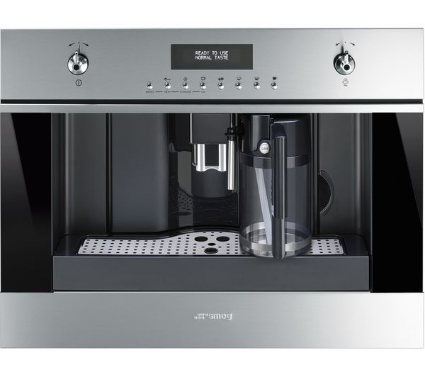 SMEG CMS6451X Built-in Bean-to-Cup Coffee Machine - Stainless Steel & Black Glass, Stainless Steel