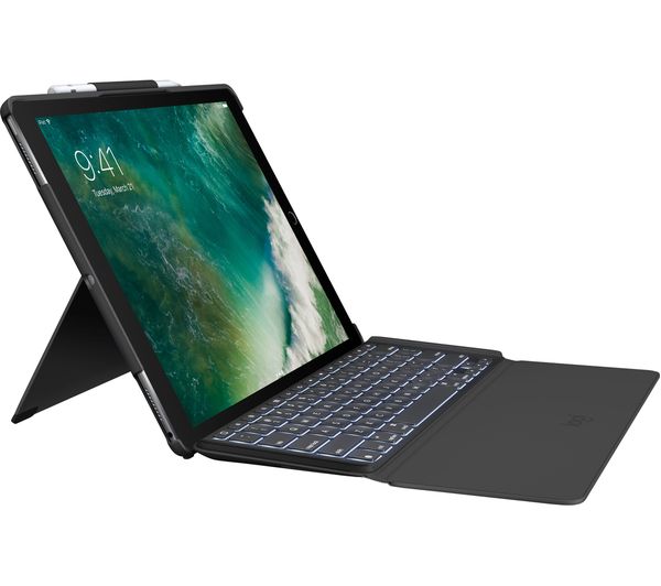 LOGITECH 12.9" iPad Pro Keyboard Folio Case - Black, Black