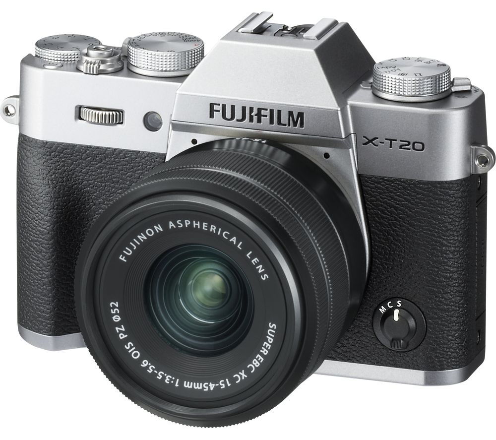 X-T20 Mirrorless Camera with FUJINON XC 15-45 mm f/3.5-5.6 OIS PZ Lens - Silver, Silver