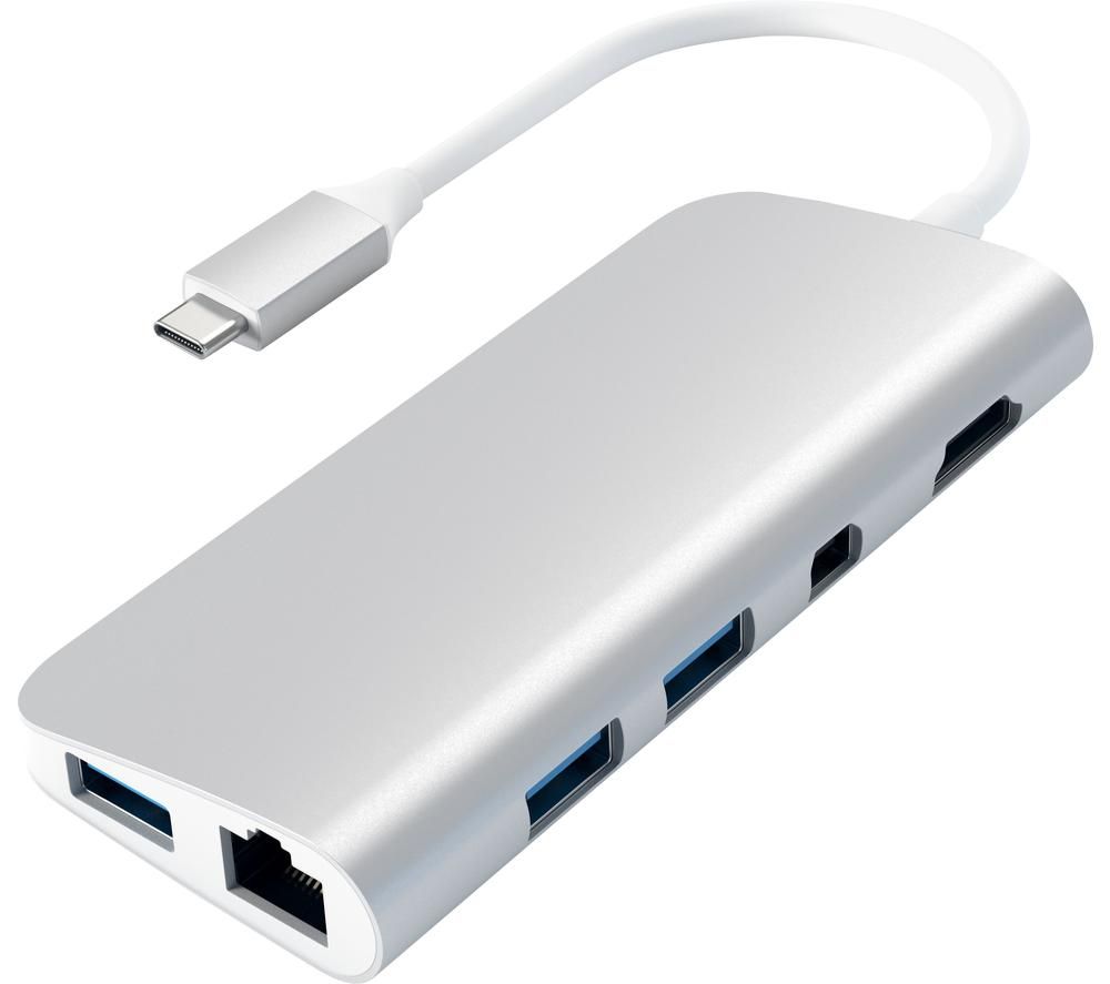 SATECHI Multimedia Adapter 7-port USB-C Connection Hub - Silver, Silver