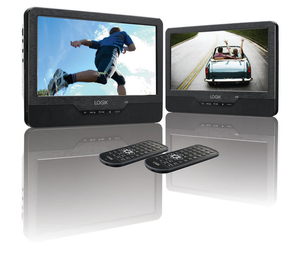 LOGIK L9DUALM13 Dual Screen Portable DVD Player - Black, Black