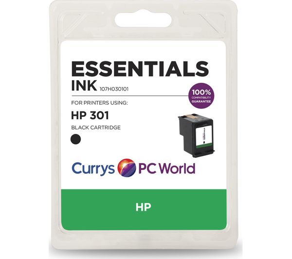 ESSENTIALS 301 Black HP Ink Cartridge, Black