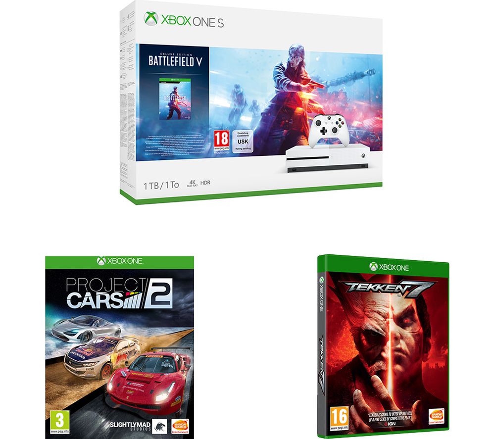 MICROSOFT Xbox One S, Battlefield V, Tekken 7 & Project Cars 2 Bundle