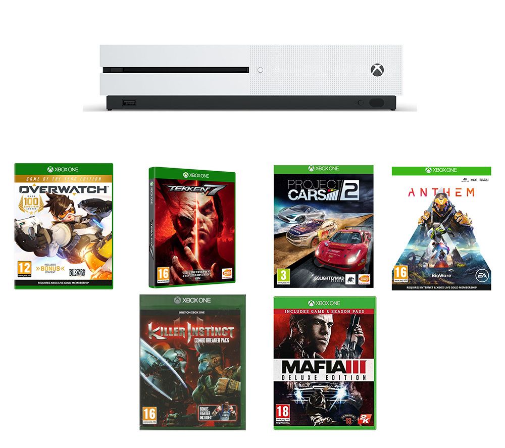 MICROSOFT Xbox One S, Tekken 7, Project Cars 2, Anthem, Mafia III, Overwatch & Killer Instinct Combo Pack Bundle - 1 TB