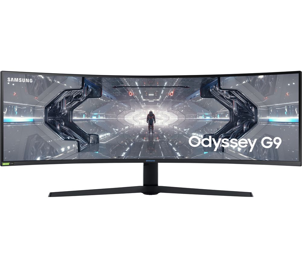 SAMSUNG Odyssey G95 LC49G95TSSUXEN Quad HD 49" Curved QLED Gaming Monitor - Black & White, Black