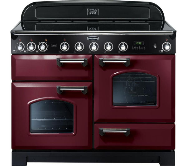Rangemaster Classic Deluxe 110 Electric Induction Range Cooker - Cranberry & Chrome, Cranberry