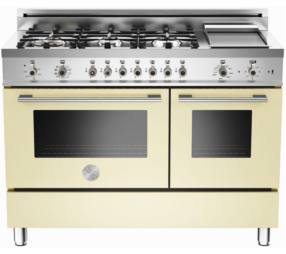 BERTAZZONI Professional 122 Dual Fuel Range Cooker - Cream & Stainless Steel, Stainless Steel