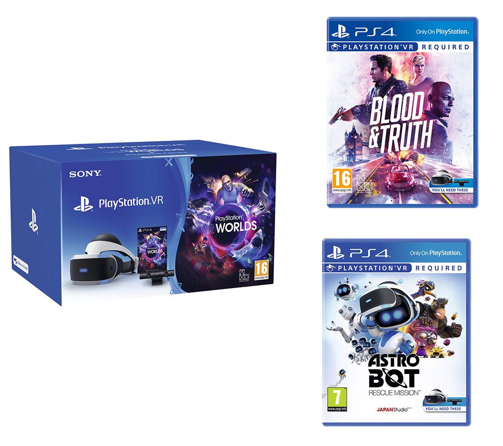 SONY PlayStation VR Starter Pack, Blood & Truth & Astro Bot Rescue Mission Bundle, White
