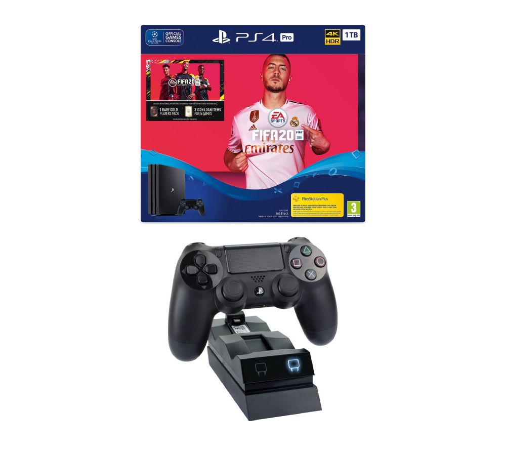 SONY Playstation 4 Pro with FIFA 20 & Twin Docking Station Bundle - 1 TB