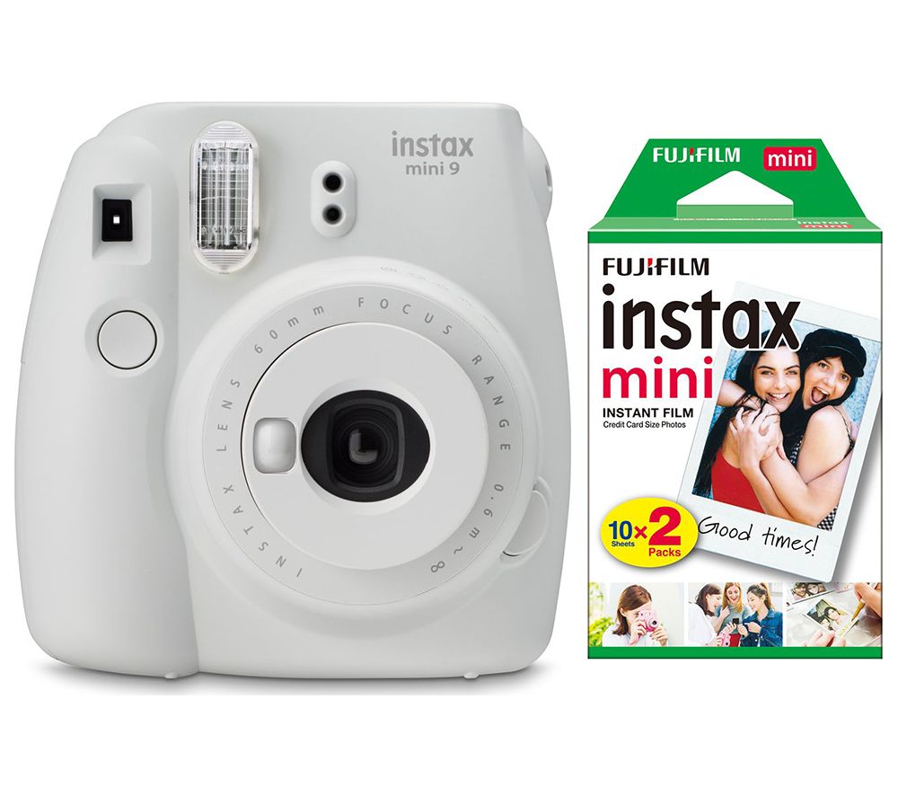 INSTAX mini 9 Instant Camera & Mini Film Bundle, White