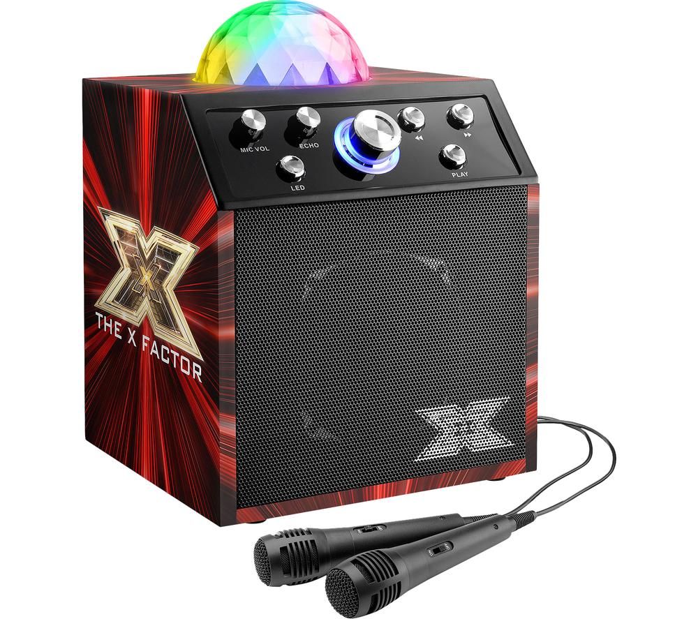 TOYRIFIC X Factor Disco Cube TY6085A Portable Bluetooth Karaoke Machine & Speaker - Black & Red, Black
