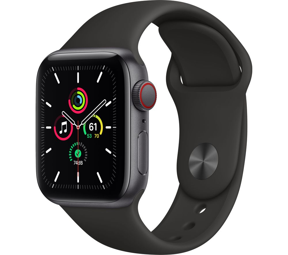 APPLE Watch SE Cellular - Space Grey Aluminium with Black Sports Band, 40 mm