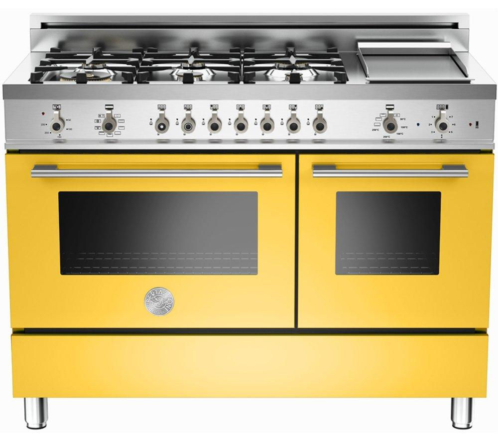 BERTAZZONI Professional 122 Dual Fuel Range Cooker - Yellow & Stainless Steel, Stainless Steel