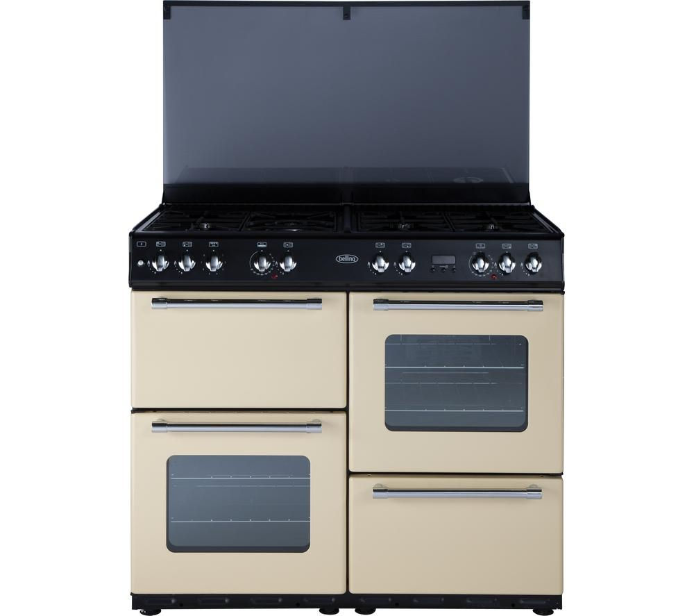 BELLING Country Range 100 Dual Fuel Range Cooker - Cream & Black, Cream