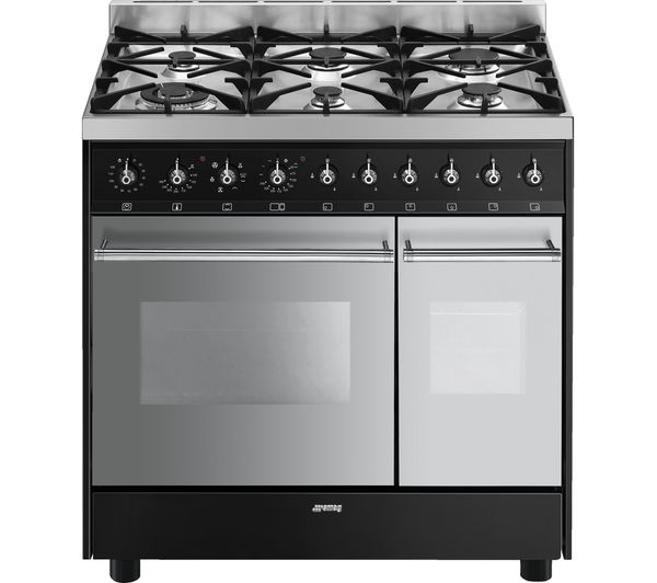 SMEG C92DBL8 Dual Fuel Range Cooker - Stainless Steel & Black, Stainless Steel