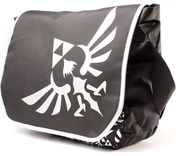 NINTENDO Zelda Messenger Bag with Silver Logo - Black, Silver