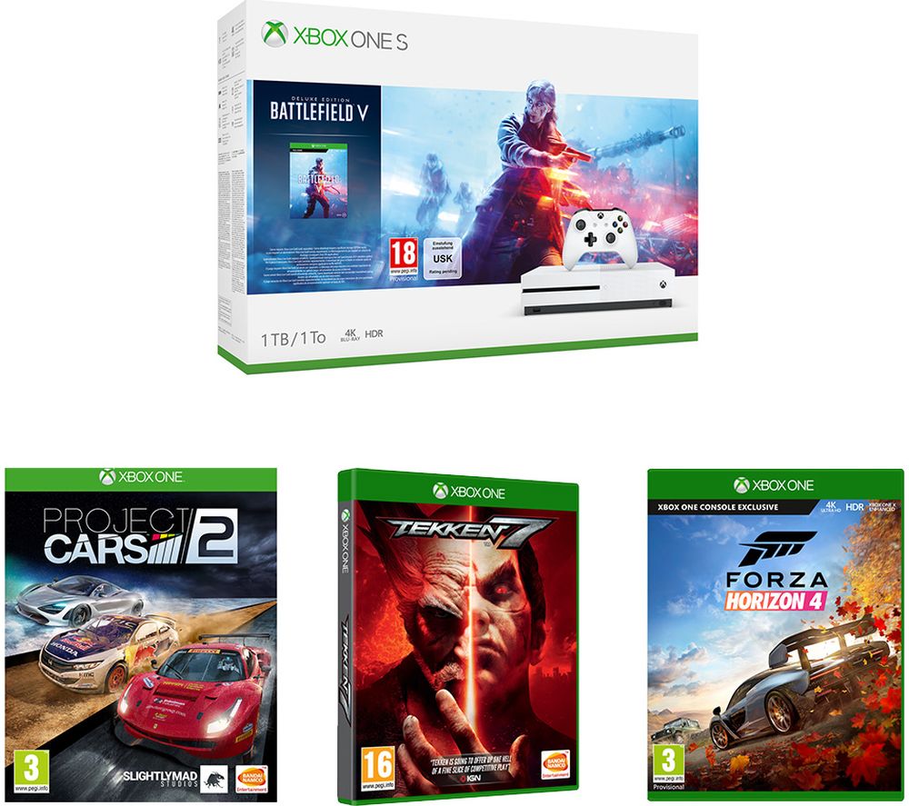 MICROSOFT Xbox One S, Battlefield V, Tekken 7, Forza Horizon 4 & Project Cars 2 Bundle