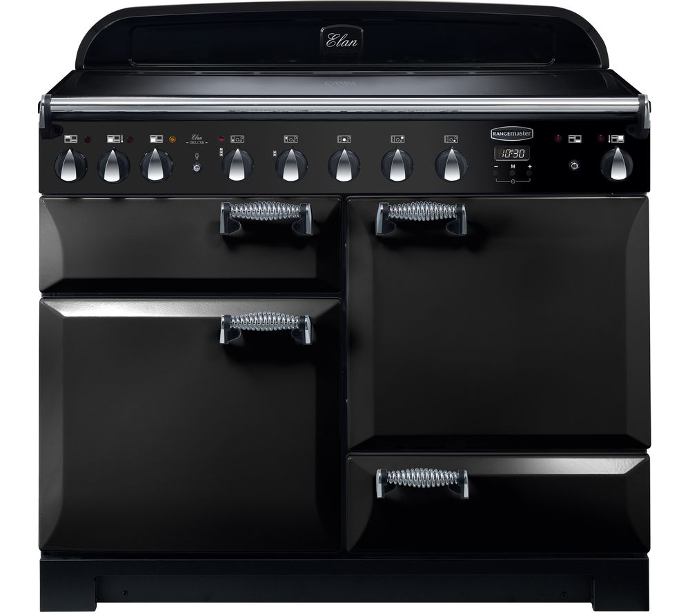 Rangemaster Elan Deluxe ELA110EIBL 110 cm Electric Induction Range Cooker - Black & Chrome, Black