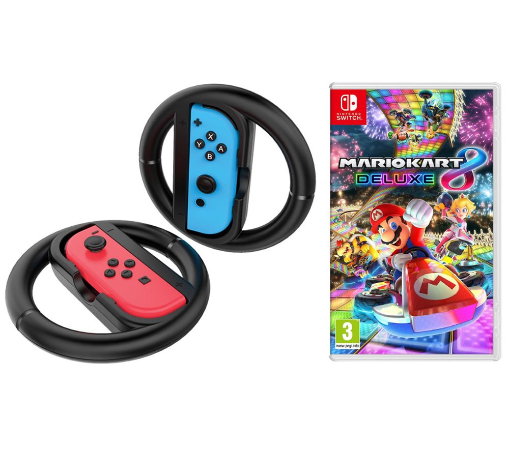 NINTENDO SWITCH Mario Kart 8 Deluxe & VS4794 Joy-Con Racing Wheels Bundle