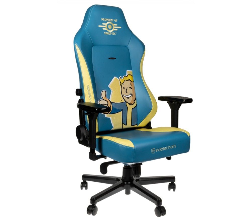 NOBLECHAIRS HERO Fallout Vault-Tec Edition Gaming Chair - Blue & Yellow, Blue